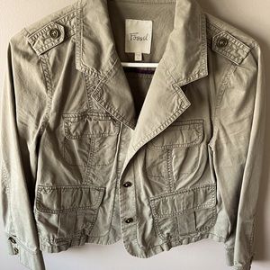 Fossil lightweight army green womens jacket. Size large. Soft 100% cotton